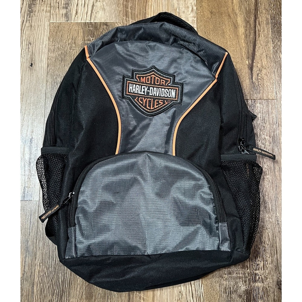 Harley-Davidson Bar & Shield Logo Backpack Padded Back Straps Silver & Black